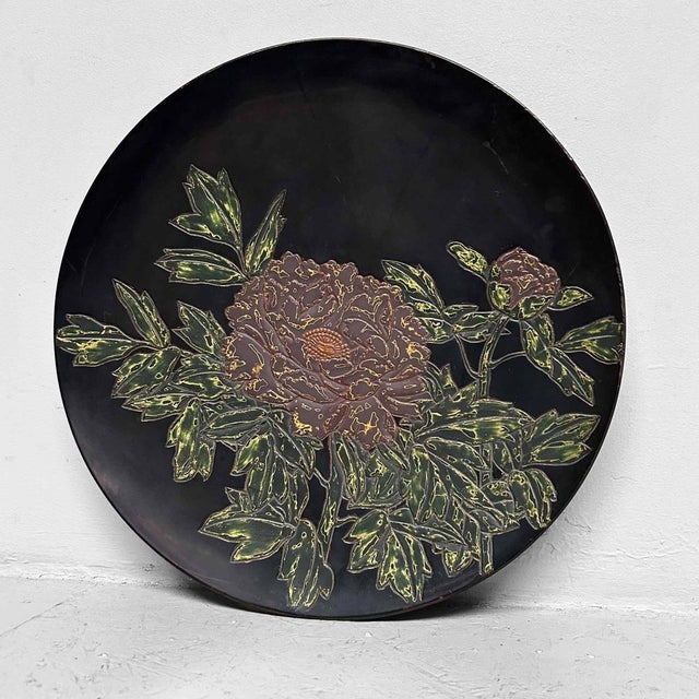 Japanese Urushi-Suri Lacquer Bowl with Floral Design, 1940s For Sale - Image 10 of 16