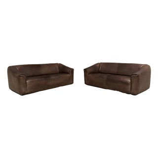 DS47 3-Seater Sofas in Leather from de Sede, 1970s, Set of 2 For Sale