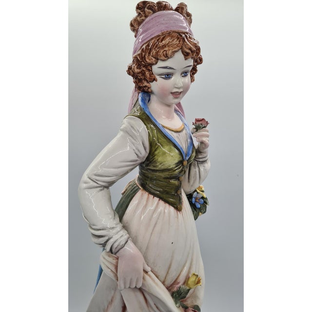 Figure of Woman Picking Flowers in Ceramic by D. Poloniato, 1980s For Sale - Image 9 of 12