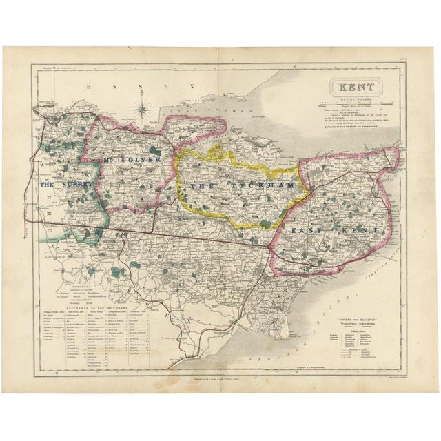 Antique Hobson Fox Hunting Map of Kent with Tickham Hunt, 1870 For Sale - Image 9 of 9
