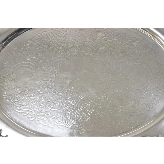 Mid 20th Century Vintage Crescent 1082 Victorian Style Silver Plated Oval Serving Platter Tray For Sale - Image 5 of 10