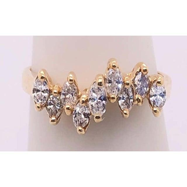 14 Karat Yellow Gold Wedding Bridal Ring With Marquise Diamonds For Sale - Image 4 of 11