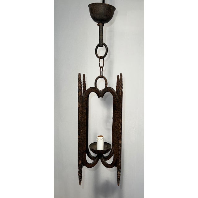 Metal 1950s Wrought Iron Lantern For Sale - Image 7 of 12