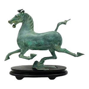 Vintage Midcentury Bronze Asian Style Horse Sculpture, Han Dynasty Flying Horse