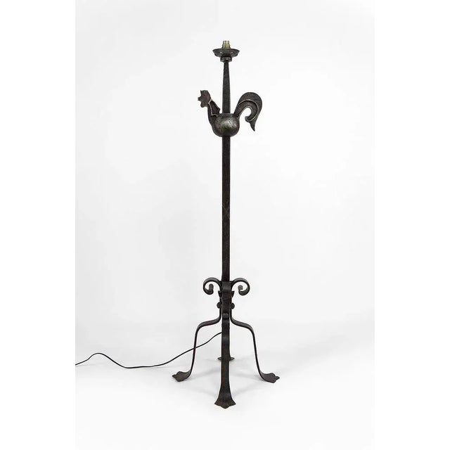 Rooster Floor Lamp in Wrought Iron by Jean Touret for Ateliers Marolles, 1950s For Sale - Image 12 of 12