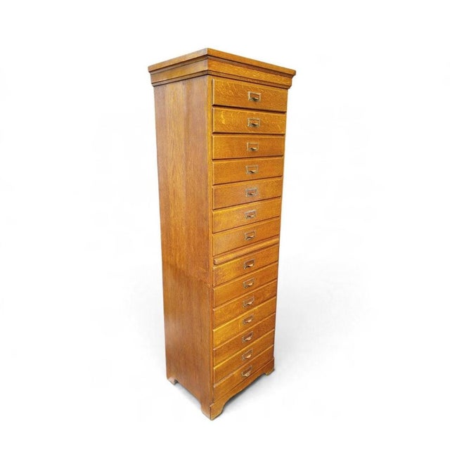 Mid-Century Danish Oak Archive Cabinet with Pull-Out Shelf, 1920s For Sale - Image 4 of 16