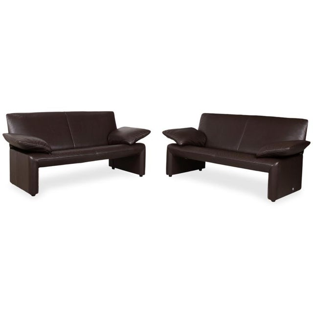 Leather Brown Two-Seater Sofa with Manual Function by Jori Linea, Set of 2 For Sale - Image 17 of 17