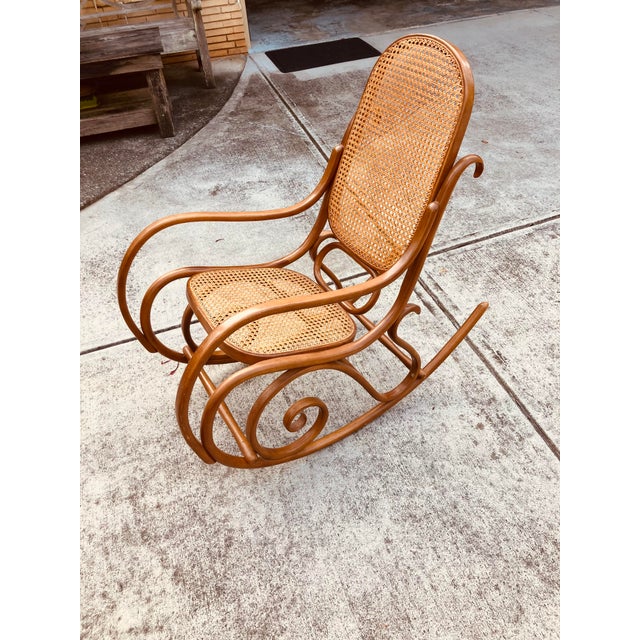 1960s Vintage Authentic Signed #10 Thonet Original Bentwood Rocking Chair For Sale - Image 10 of 12