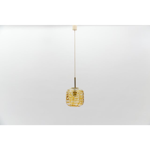 Yellow Yellow Murano Glass Ball Pendant Lamp from Doria Leuchten, 1960s For Sale - Image 8 of 8
