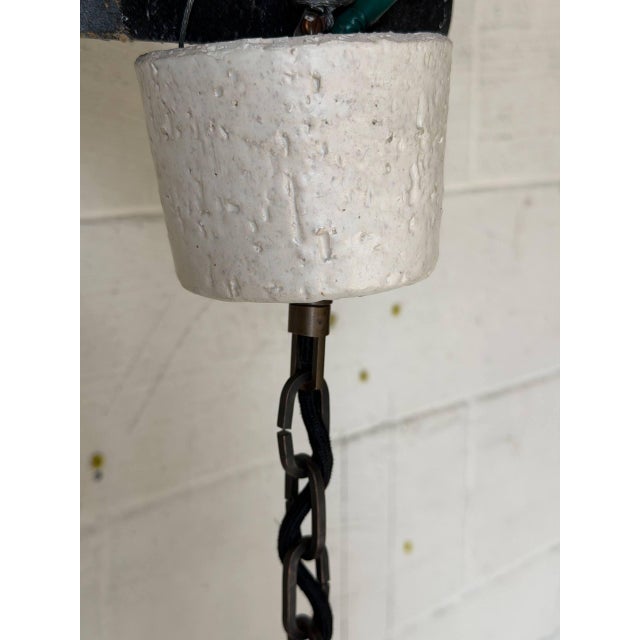 Ceramic 1970s Mid-Century Modern Ceramic Pendant Light Fixture Textured Studio Pottery Ceiling Lamp For Sale - Image 7 of 11