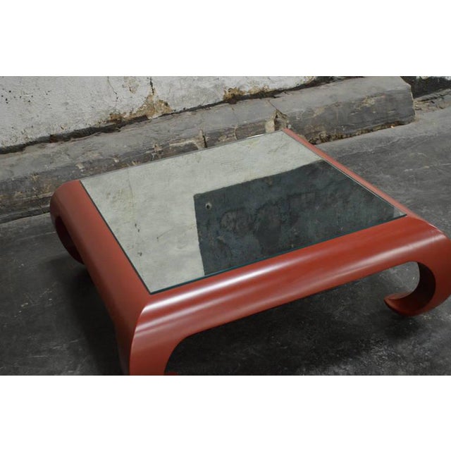 Ming Table in Chinese Red Lacquer With Mirror Top For Sale - Image 4 of 8