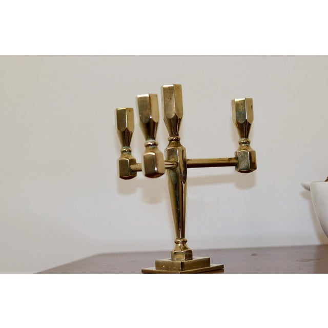 Swedish Four-Arm Brass Candleholder from Gusum For Sale - Image 4 of 9