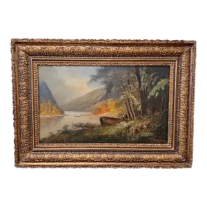 Late 19th Century William Weaver Armstrong Oil Painting, Autumn on the Hudsen River