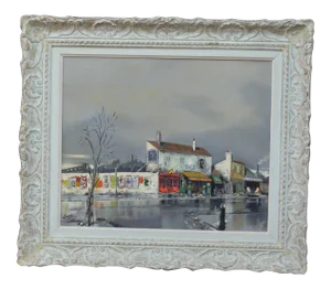 1950 French Industrial Painting Signed Gabriel Marc Louis Ferro