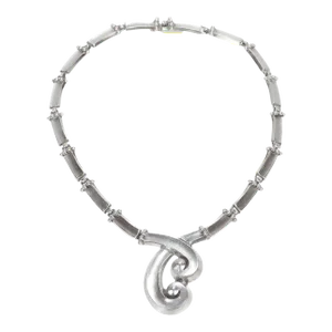 Mid-Century Signed Margot de Taxco Modernist Sterling Silver Necklace