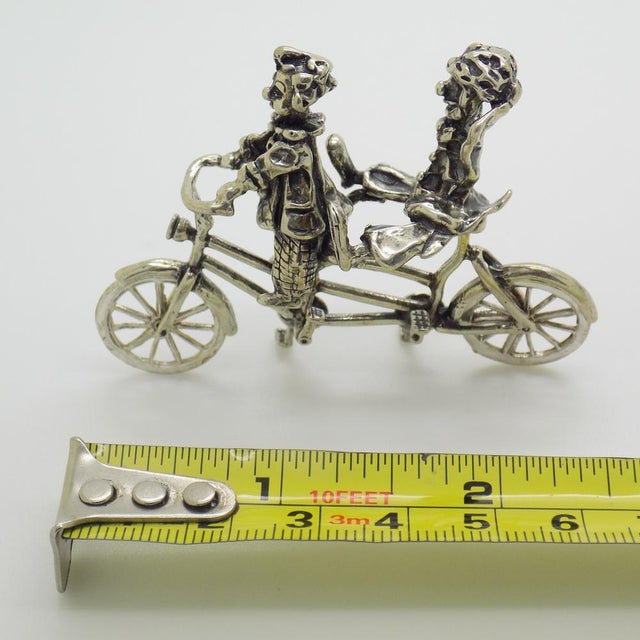 Vintage Italian Handmade Silver Clown on Tandem Bicycle Figurine, 1970s For Sale - Image 9 of 10