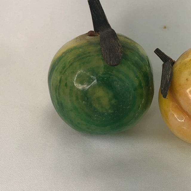 Green Vintage Variegated Alabaster Apple and Peach - Set of 2 For Sale - Image 8 of 9