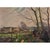 Farmhouse Antique Oil Painting on Canvas by Victor Fermans 'Winter Village Landscape' For Sale - Image 3 of 16