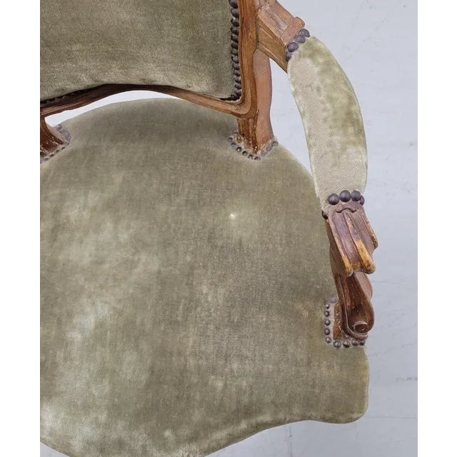 18th C French Carved Walnut Louis XV Open Armchair For Sale - Image 9 of 12