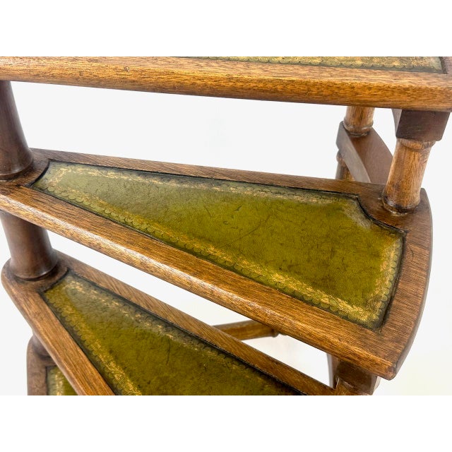 Victorian Mahogany and Leather Library Staircase, 19th Century For Sale - Image 17 of 18