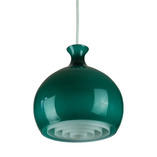 Glass Onion Pendant Lamp by Helge Zimdal for Falkenbergs Lighting, 1960s For Sale