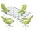Cast Aluminum Faux Bamboo Dining Table w/ 4 Matching Chairs Outdoors Green Vinyl For Sale - Image 13 of 13