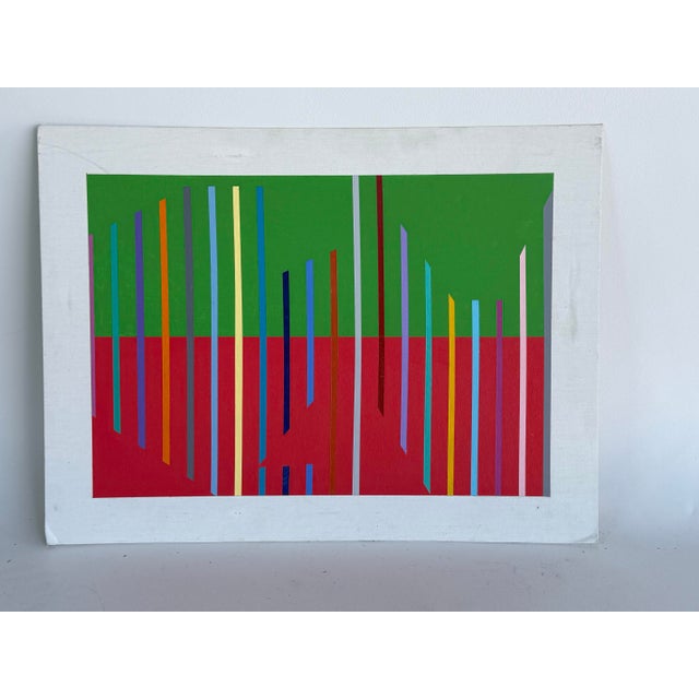 Contemporary 1981 Hard Edge Acrylic on Board Signed Millie Forster For Sale - Image 3 of 9