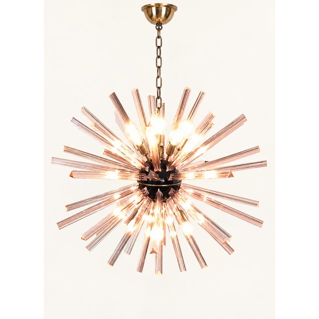 Black Sputnik Pendant Light with 50 Pink Glass Prisms from Justfurnituress SRL For Sale - Image 8 of 10