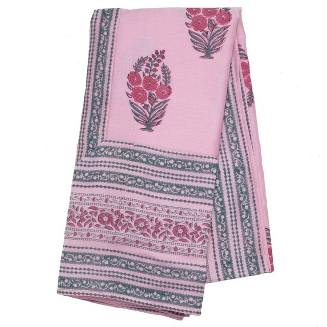 Roza Tablecloth, 8-seat table - Pink & Teal For Sale - Image 4 of 4