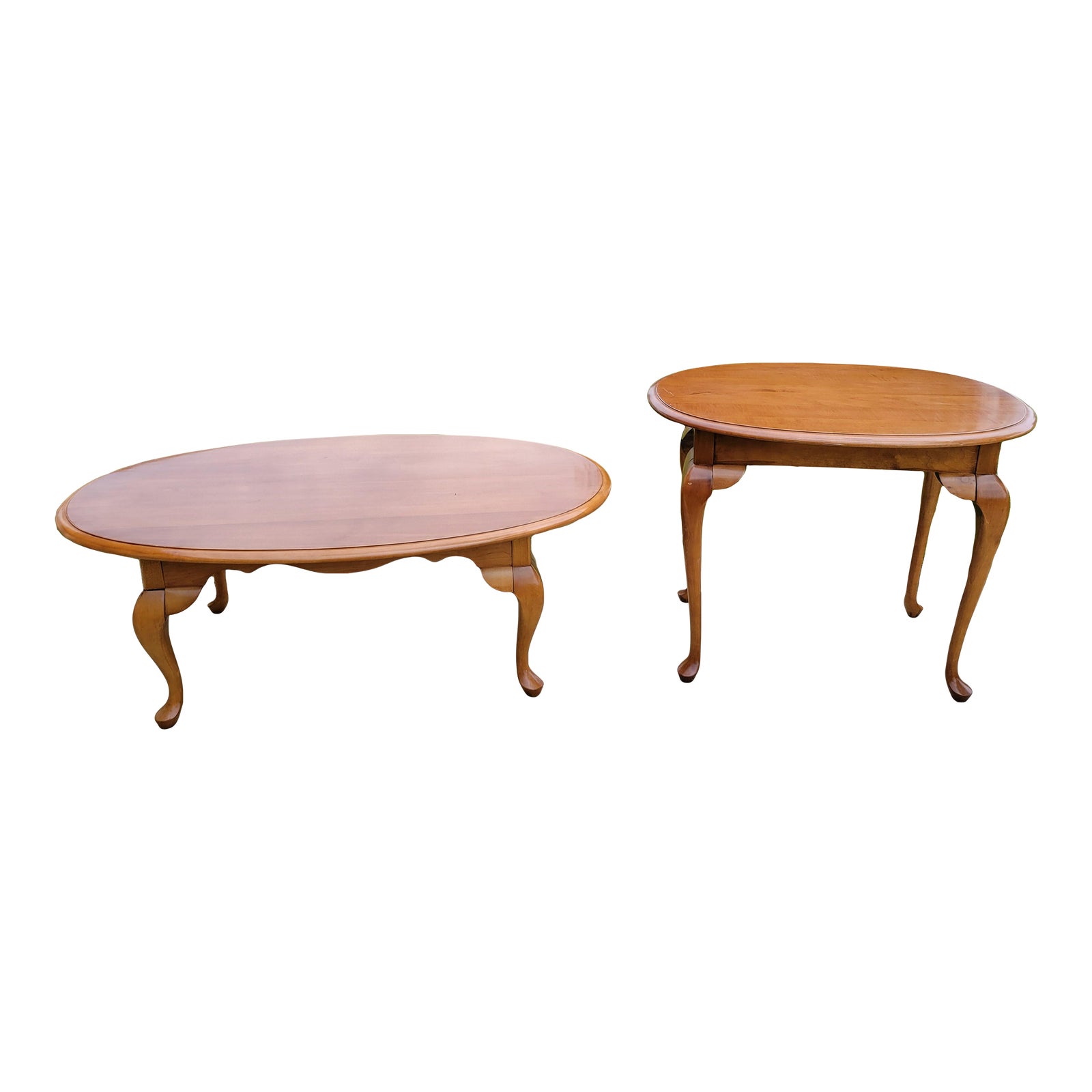 Late 20th Century Vintage Queen Anne Style Coffee Table and End Table