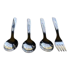Midcentury Insico Stainless Usa "Finlandia" Pattern Baby Fork & Spoons- Set of 4