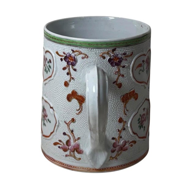 18th Century Chinese Export Famille Rose Chicken Skin Porcelain Tankard For Sale - Image 4 of 6