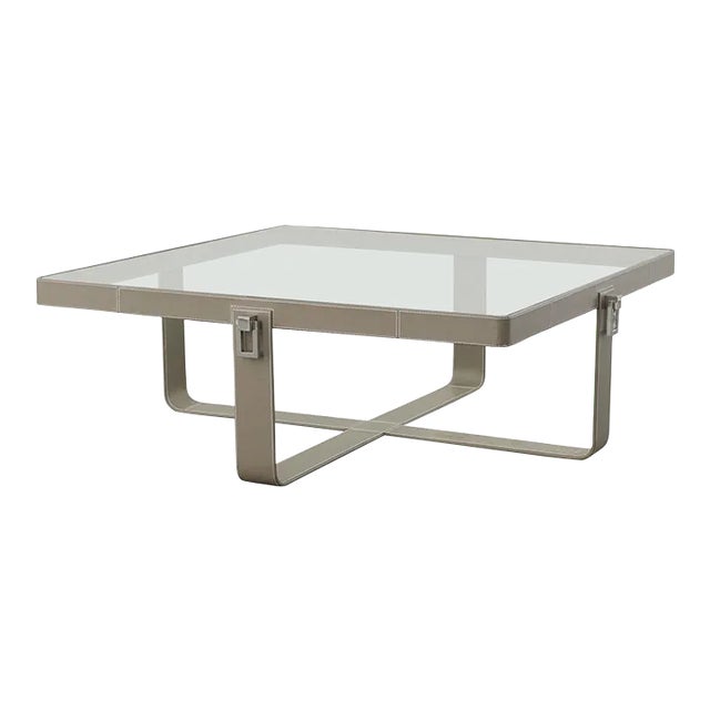 Porter Leather Cocktail Table For Sale