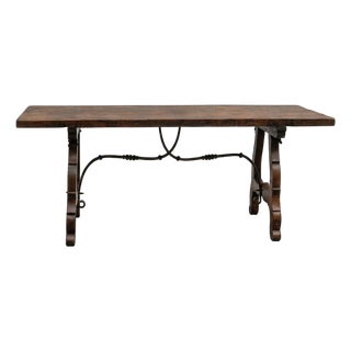 Dining Table with Wrought Iron Stretcher, 1700s For Sale