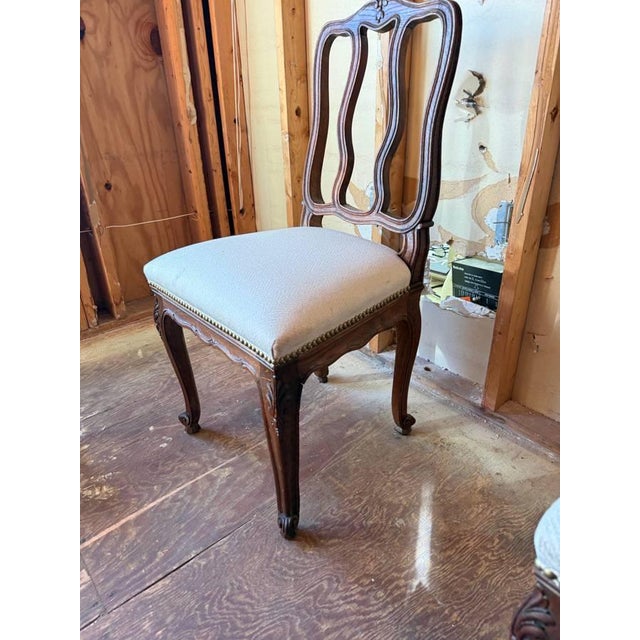 Antique French provincial style Carved Oak Dining Chairs For Sale - Image 12 of 17