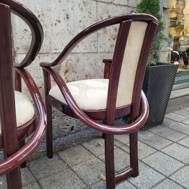 Brown Art Deco Chairs Upholstered in Euphoria Cubista, Misia Paris, France, 1970s, Set of 4 For Sale - Image 8 of 18