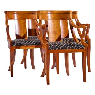 Baker Furniture Solid Cherry Wood Regency Dining Chairs - Set of 4 For Sale