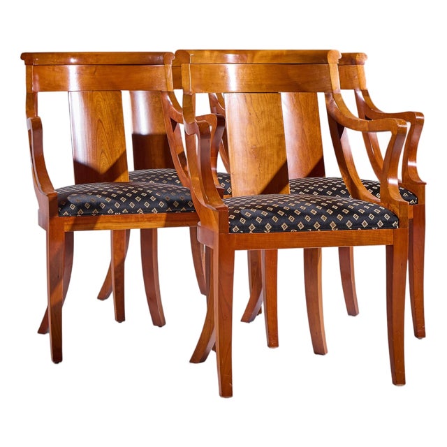 Baker Furniture Solid Cherry Wood Regency Dining Chairs - Set of 4 For Sale