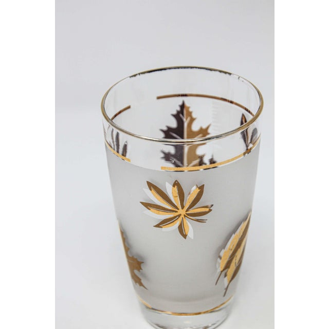 Vintage Libbey Cocktail Glasses Set, Frosted Glass with Gold Leaf For Sale - Image 18 of 18