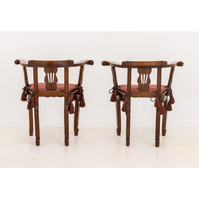 Late 20th Century Pair of Lyre Form Back Walnut Tub Chairs For Sale - Image 5 of 11