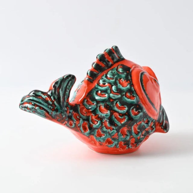 Ceramic Orange and Green Fish Money Box from Italica Ars, 1970s For Sale - Image 7 of 13