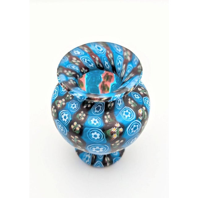 A charming and highly decorative antique millefiori glass vase, crafted by the famous Fratelli Toso workshop on the island...