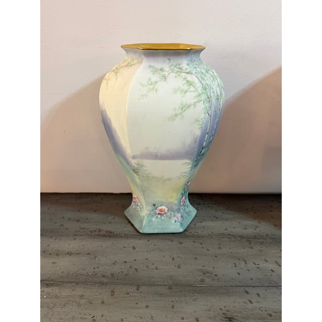 Rustic European Early 20th Century Pickard Vellum Vase Signed F. James For Sale - Image 3 of 12