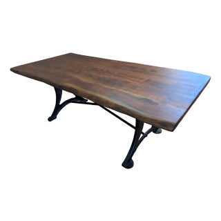Hand-Forged Live Edge Dining Table For Sale