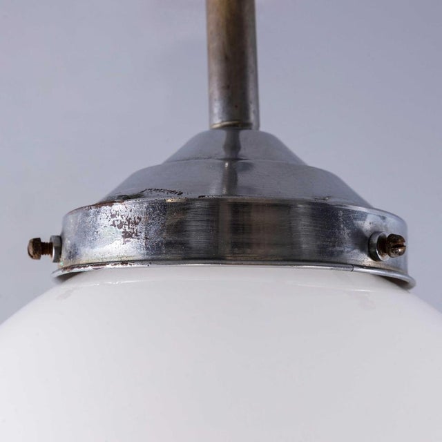 French Tabac Opal Glass Pendant Lamp, 1950s For Sale - Image 4 of 11