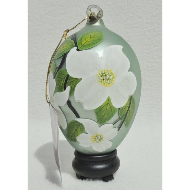 Sacred Season Mouth Blown Hand Painted Floral Glass Christmas Tree Ornament For Sale In West Palm - Image 6 of 7