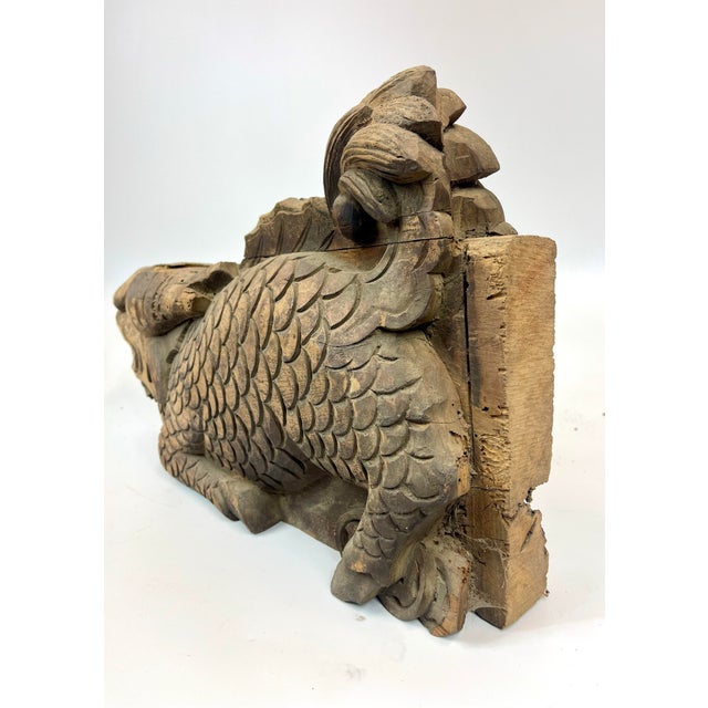 Brown 18th Century Large Chinese Wood Carving of a Qilin Mythical Creature For Sale - Image 8 of 10