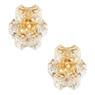 Faceted Crystal and Polished Brass Wall Lights from Kinkeldey, Germany, 1970s, Set of 2 For Sale