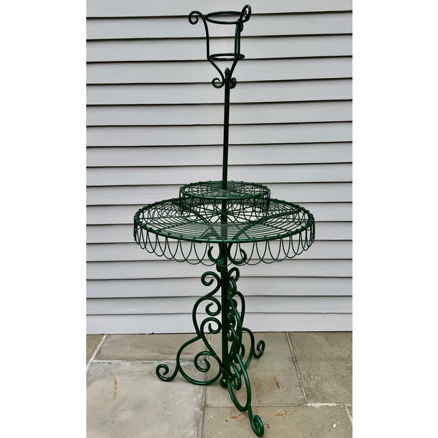 Three-Tier Circular Wire and Wrought Iron Plant Stand, Mid 20th Century For Sale - Image 4 of 16