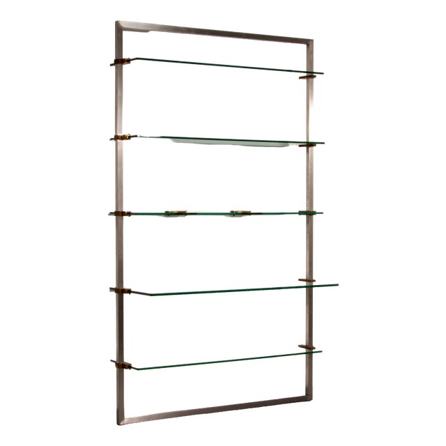 Model R16 Corner Cabinet in Stainless Steel and Brass by Peter Ghyczy, 1970s For Sale
